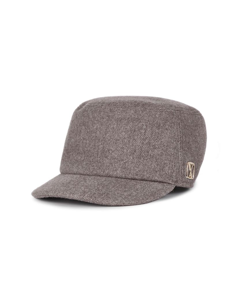 Bajal Va Square Studded Wool Bellboy Cap Brown
