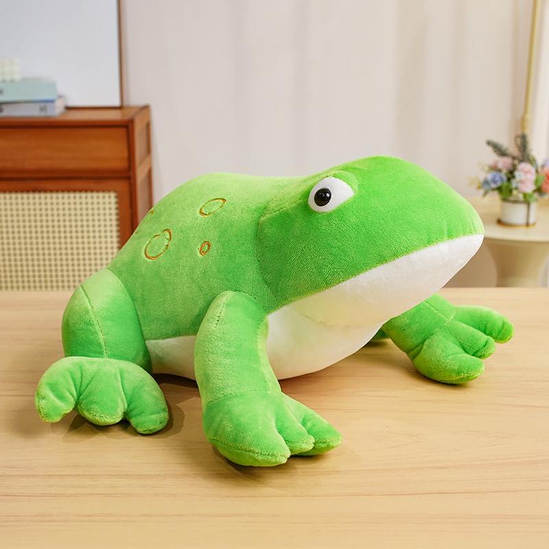 

Нетоксичная 35 см Мультяшная лягушка Плюшевая игрушка Подушка Большие глаза Зелено-желтая кукла-лягушка День рождения Забавный подарок 35cm