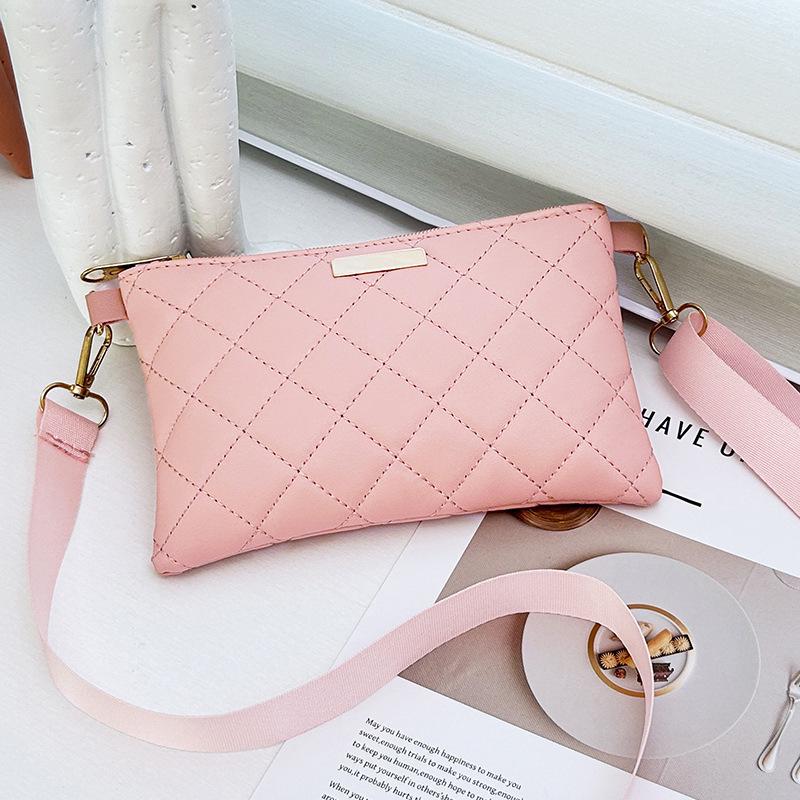 Geantă Mini Crossbody Casual pentru Femei - Design Versatil cu Grilaj Diamant Brodat pentru Telefon