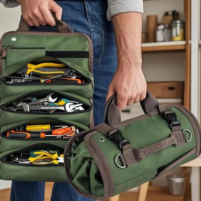 Waterproof Magnetic Tool Organizer Made of Oxford Fabric for Home Storage and Multipurpose Use Portable Hand-Held Wear-Resistant Roll Bag Is Thickened