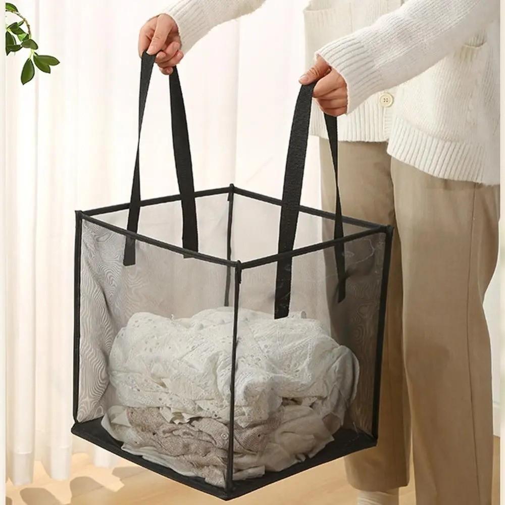Large Capacity Laundry Hamper Breathable Mesh Storage Basket Square Dirty Clothes Basket Home