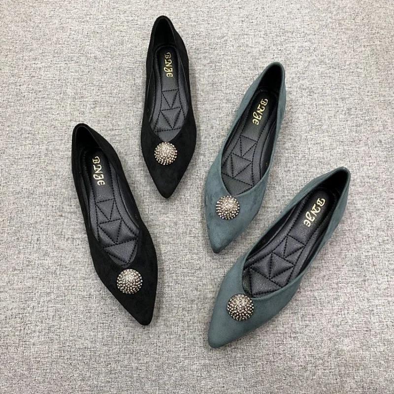 Fashion Green Pointed Toe Low Heel Elegant Shoes for Woman 2024 Black Moccasins Women's Summer Footwear Normal Leather Casual Chic Point