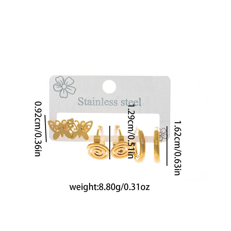 Stainless Steel Butterfly Heart Star Round Earrings For Women Fashion Simple Daily Jewelry Gifts Wholesale