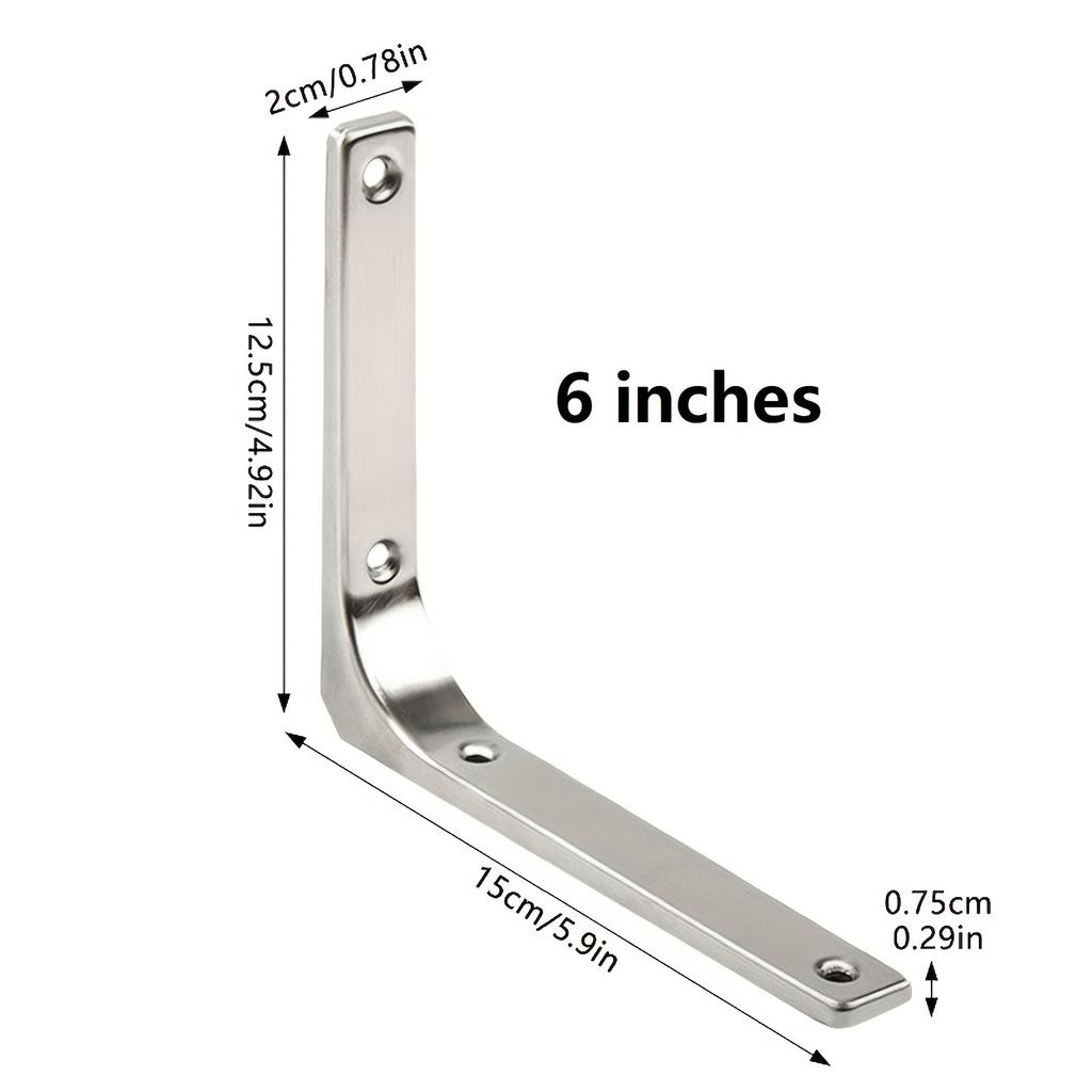 Heavy-Duty Stainless Steel Tripod Bracket - Adjustable Height, Polished Surface,  Suitable for Wall Mounted Shelves