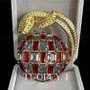 Vintage Retro Brooch with Rhinestones: Red and Blue Color Scheme