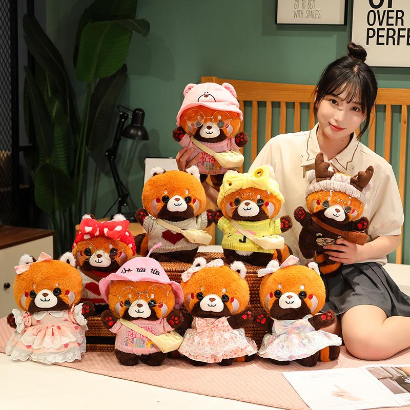30cm adorabile procione in vestito cosplay panda rosso marrone peluche Giocattolo animale di peluche Cuscino morbido regalo di compleanno per bambini