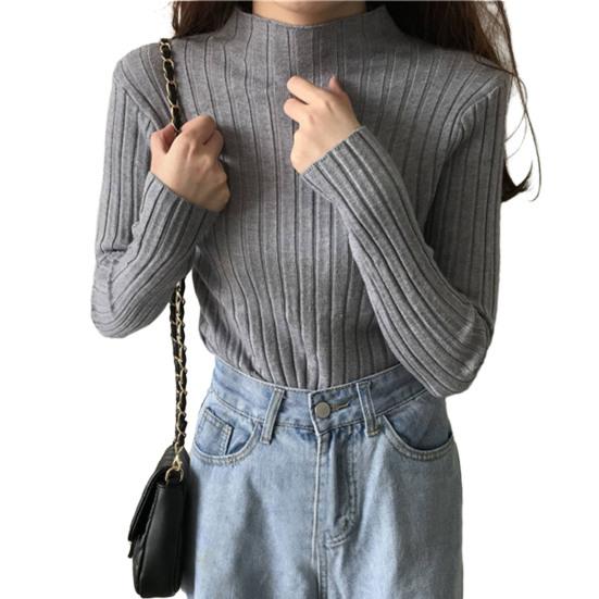 

Bottoming Shirt Slim Fit Half Turtleneck Long Sleeve Ribbed Knitting Tops Autumn Winter Layering Shirt Casual Office Party Wear