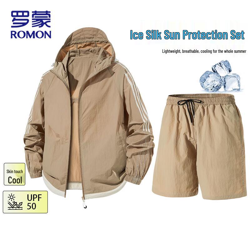 ROMON Men s Summer UV Protection Skin Jacket & Shorts Set 2XL