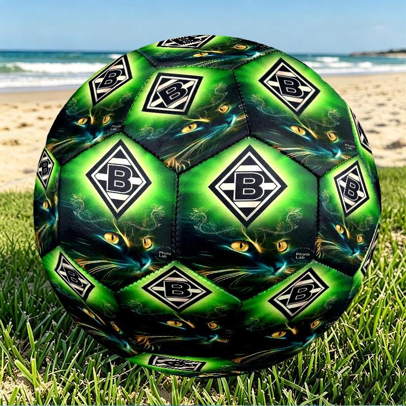 Borussia Monchengladbach Print Size 5 Soccer Ball, PU Wear Resistant Football for Match Training and Daily Practice, Birthday Gift for Soccer Fans
