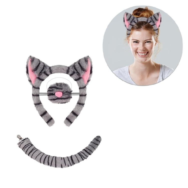 Kids Animal Costume Cats Ears Headband Bowtie Tutu Skirt Tail Set Cats Costumes Accessories for Halloween Party Decors