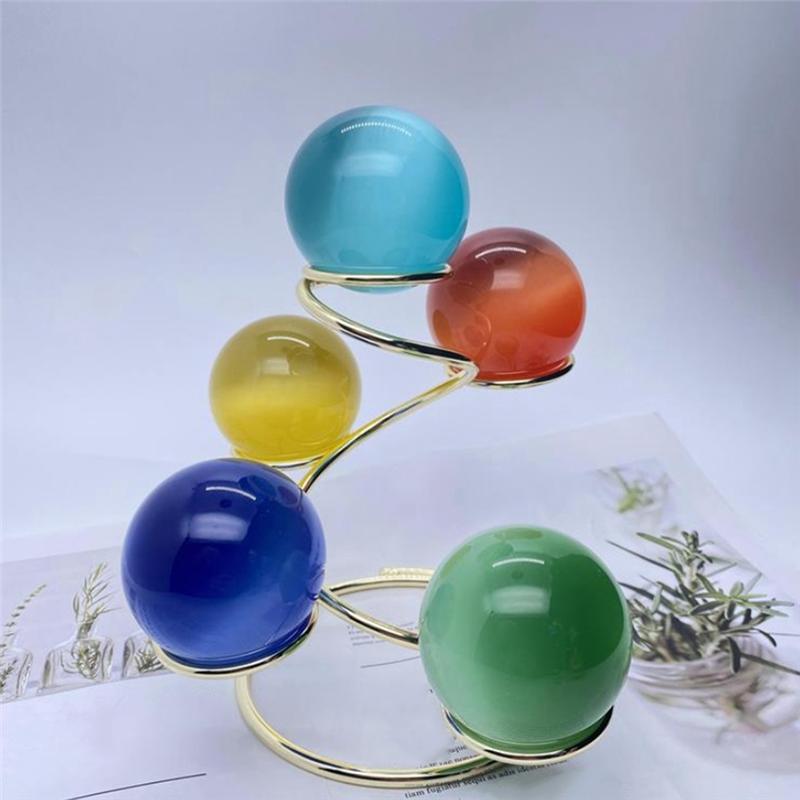 M-Modern-Metal 5 Ball Base Natural Crystal Sphere Stand Egg Holder Display Home Office Decor Gifts Multi-Ball Spiral Bracket-A D