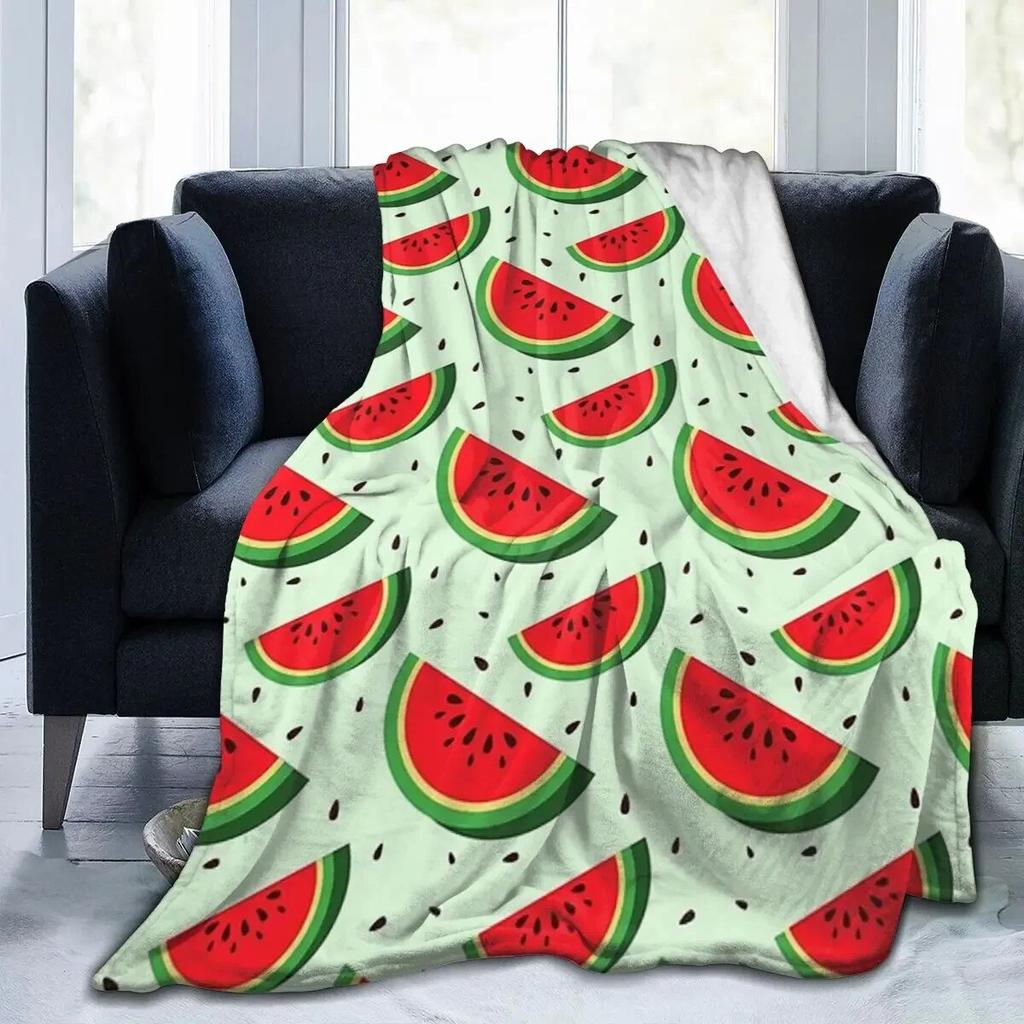 Cute Watermelon Slices Blanket Soft Warm Flannel Throw Blanket Bedspread for Bed Living room Picnic Travel Home Sofa