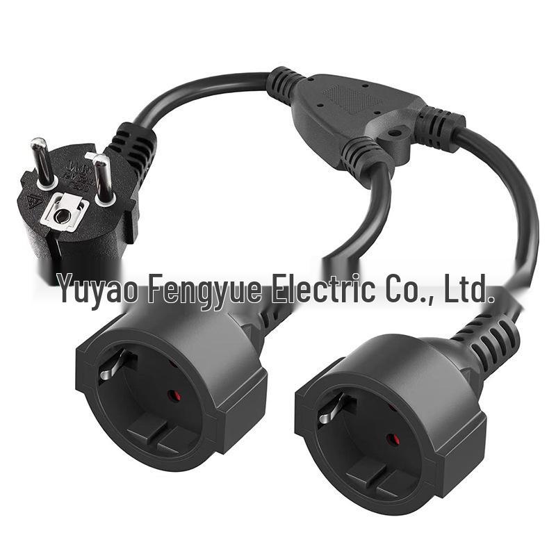 

34CM EU 3-Core 1.5mm² Y-Split Extension Cord with Male-Female European Three-Pin Plug