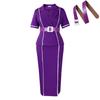 Women's New Fashion Short-sleeved Suit Collar High Waist Ruffle Edge O Dress