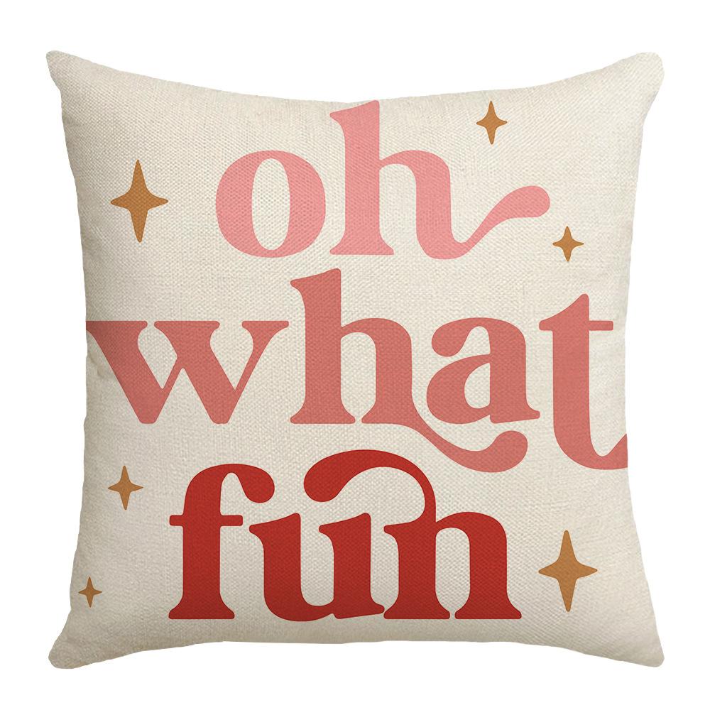 Autumn Letter Santa Claus Pillow Cover Linen Printed Pillow Cushion Cover Home Cushion Cover