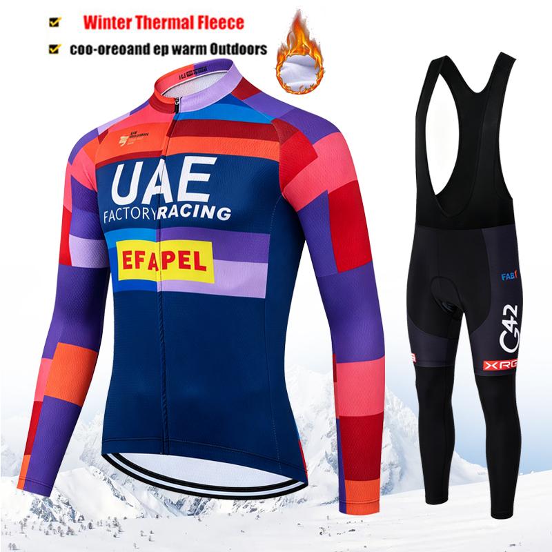 2027 Winter UAE Team Men's Cycling Clothing Men Thermal Fleece Cycling Set Mtb Man Clothes Sets Riding Suit Set Road Bike Wear