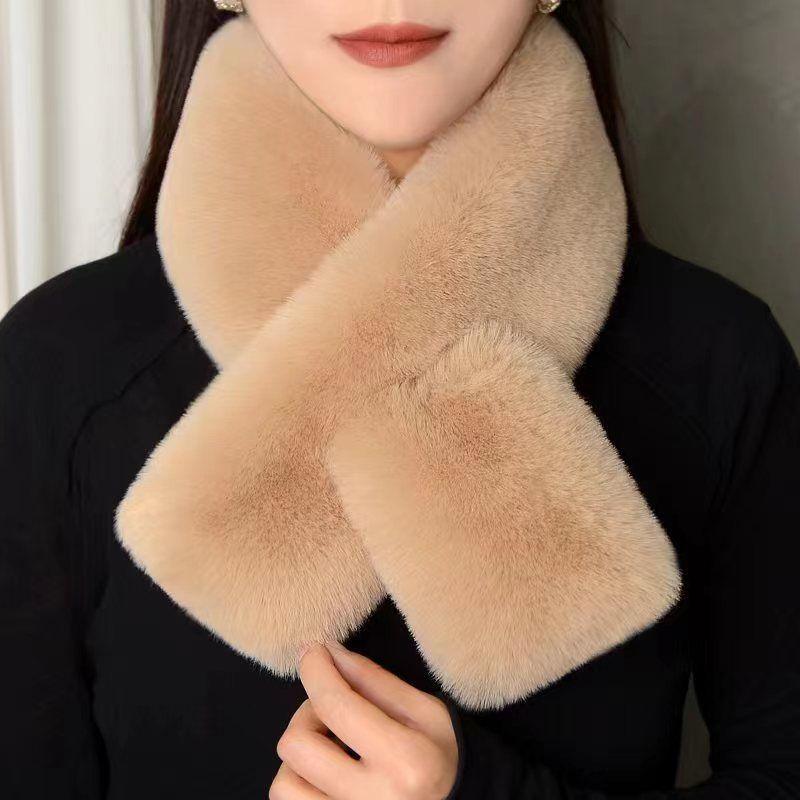Scarf Warm Double-sided Fur Collar Scarf Simple Imitation Rex Rabbit Lady Winter