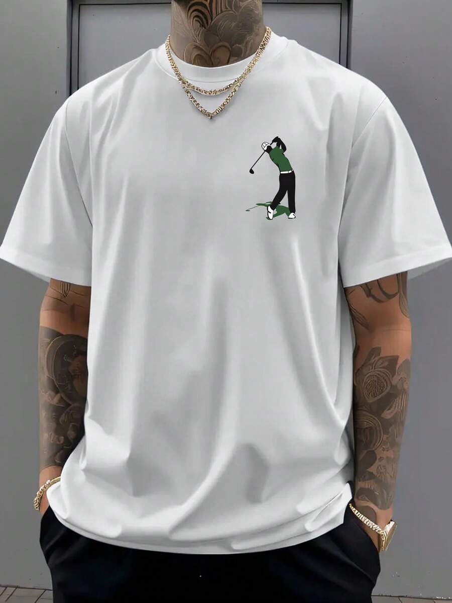 

Unisex s Casual Sports Short-Sleeved T-Shirt - Stylish Golf-Themed Letter Print M