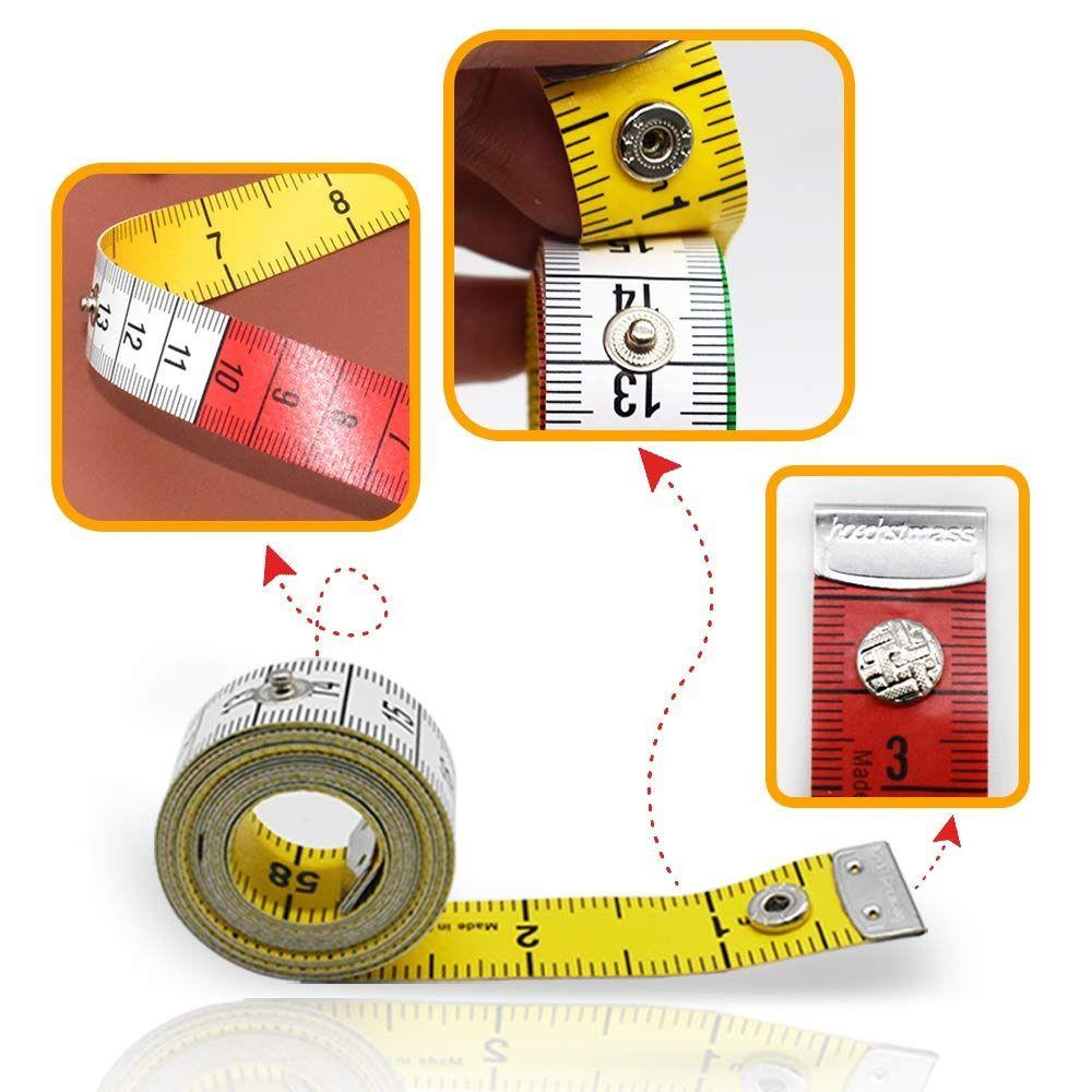 150cm Sewing Measuring Tape with Snap Fasteners Centimeter & Inch Scale Body Measuring Ruler Double-Sided Soft Fabric