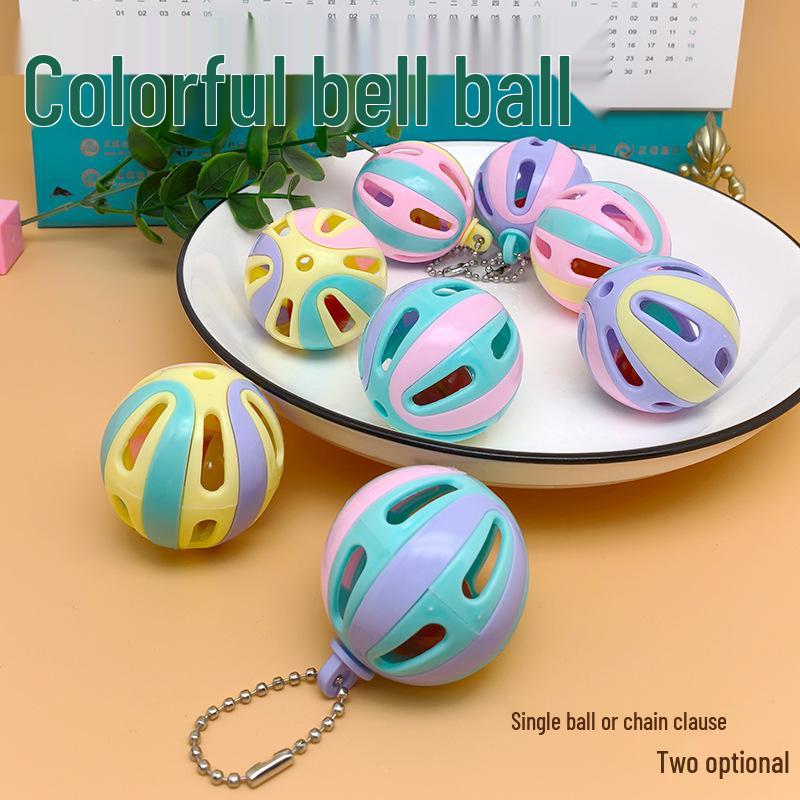 

Multicolor Patchwork Bell Ball - Large Cat Self-Entertainment Toy 4CM without hanging chain