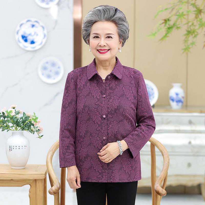 Grandma's Long-Sleeve Spring & Autumn Top for Elderly Women