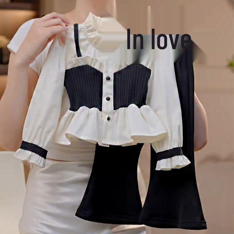 Girls' 2025 Autumn Fashion Two-Piece Set: Trendy Vest with Faux Two-Piece Pants, Perfect for Spring and Autumn.