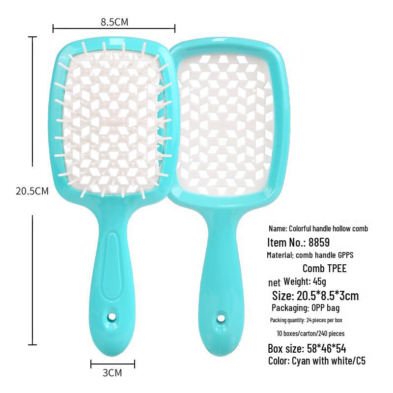 Pente de Massagem com Grelha Quadrada de Emenda – Ferramenta para Cabelo Volumoso e Alisamento