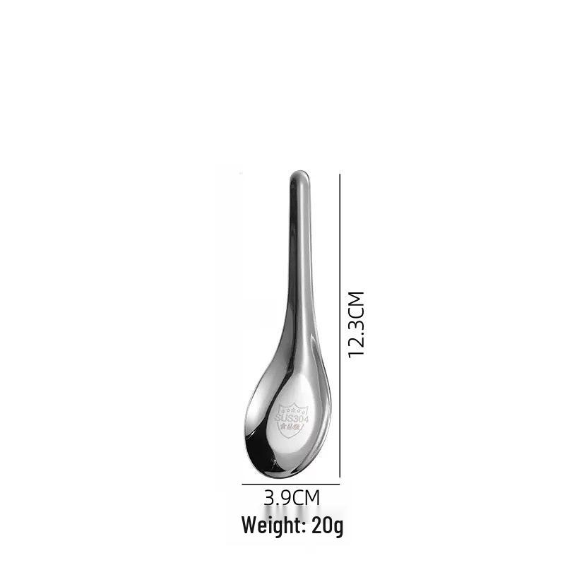 

304 Stainless Steel Flat Bottom Soup Spoon – Modern Chinese Design for Home or Hotel Use, Customizable Laser Logo