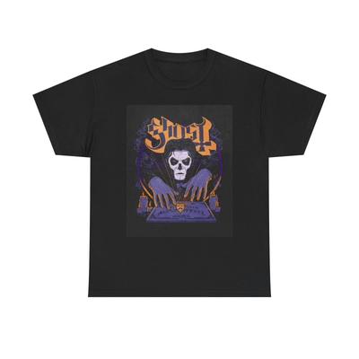 Camiseta Gráfica Fantasma Retrô Vintage Rock Merch Unissex Algodão Pesado
