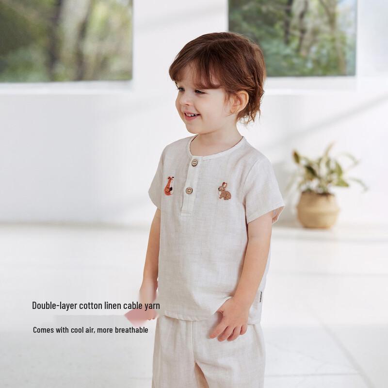 Babylove Unisex Embroidered Cotton Linen T-Shirt