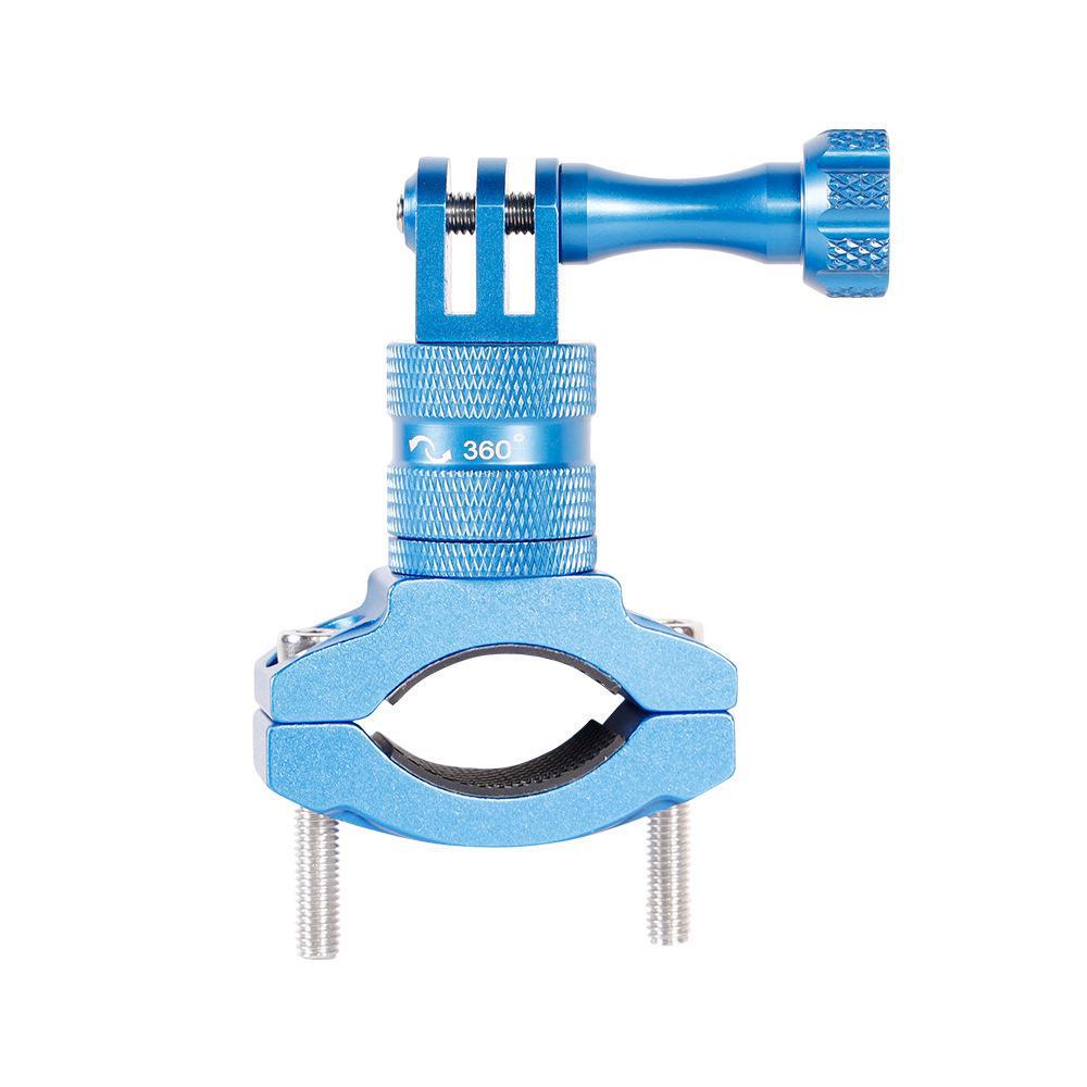 Braçadeira de metal em formato de O para câmera esportiva GoPro para bicicleta e motocicleta com suporte horizontal de cabeça dupla de 360°.