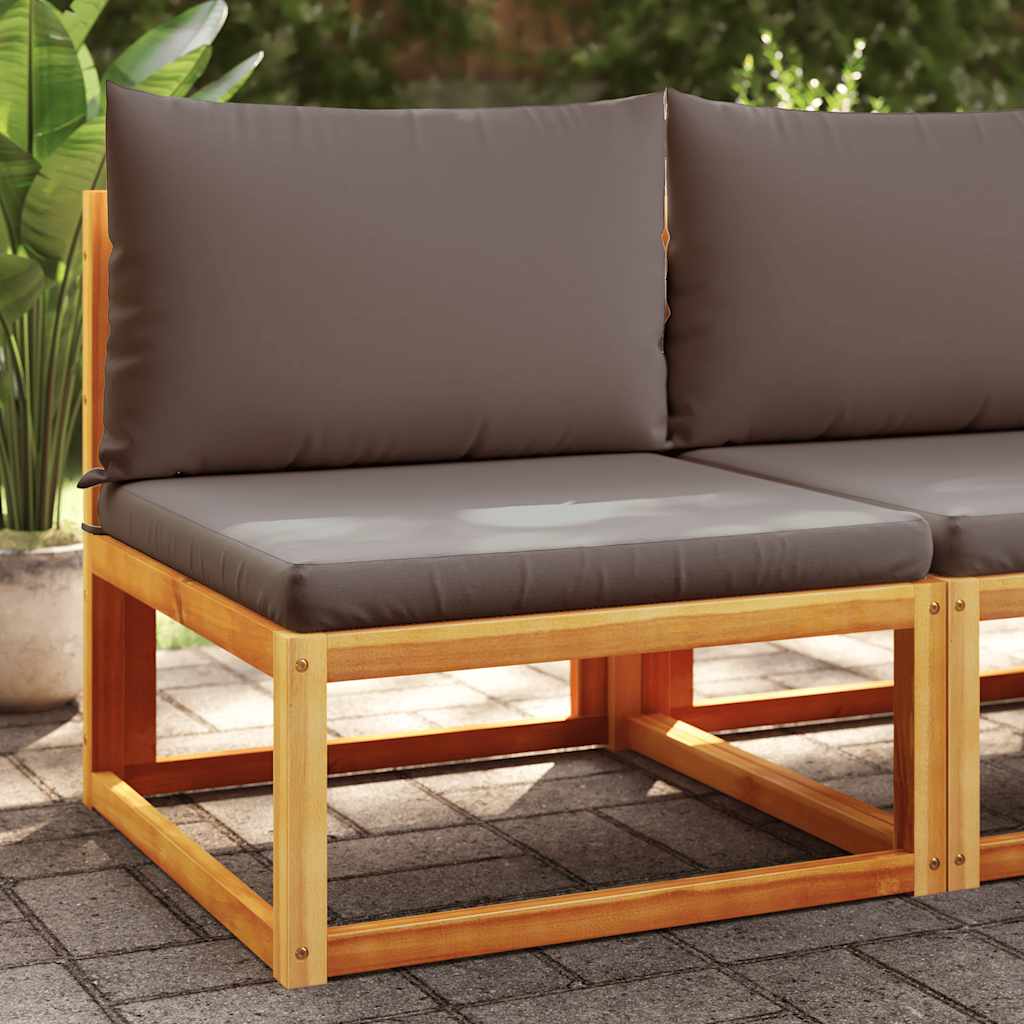 Garden Sofa Without Armrests with Cushions Acacia Wood & Rattan