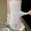 1Pairs Lace Toe Socks Women Summer Hollow Out Mesh Five Finger Socks High Tube Cotton Socks with With Separate Fingers