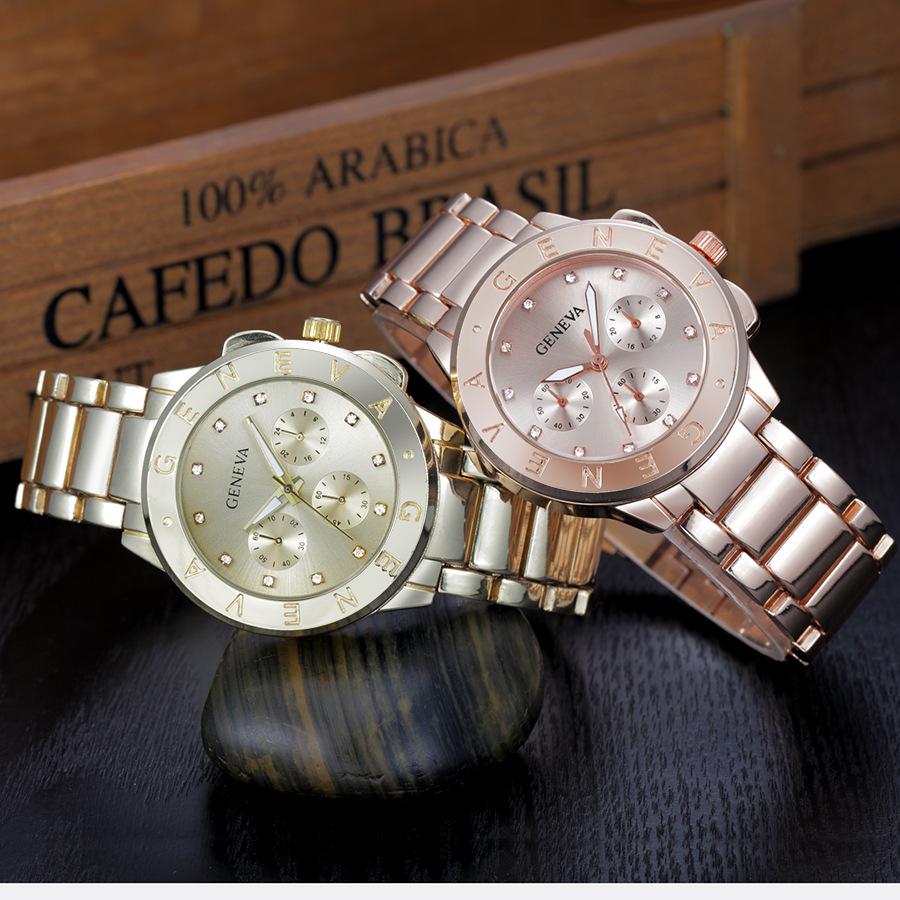 Geneva Men's & Women's Gold Steel Quartz Watch