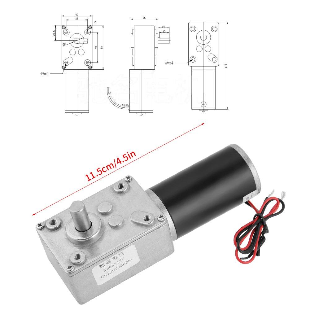 Hilitand Geared Motor DC 12v 200rpm Turbo Worm Geared Motor Permanent Magnet Reduced Motor ZY 5840-31