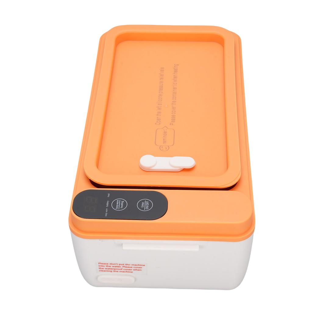 Trådløs elektrisk matboks 40W Oppvarmet matboks 1L 304 Rustfritt stål Bærbar matvarmer Batteridrevet for reise