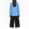 WE11DONE Curved Hem Button Solid Color Long Sleeve Shirt Women shirts Blue WD-SH0-25-152-W-BL