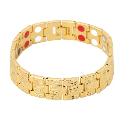 Snyggt Magnetiskt Armband Dubbel Rad Magnet Justerbart Titanstål Smalband Guld