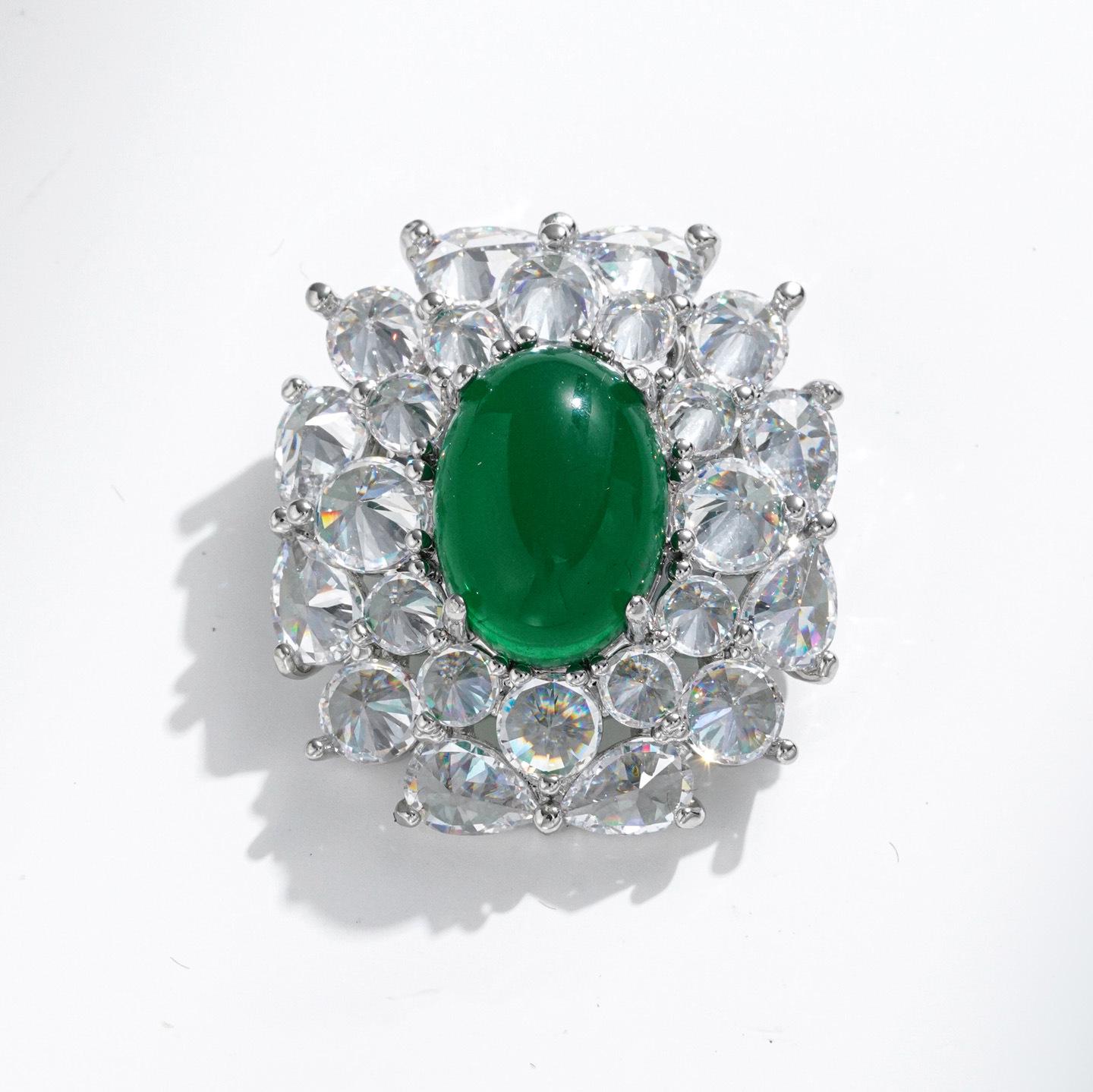 Bo Xin Yun Luxury Green Agate Crystal Brooch - Elegant Evening Fashion Accessory