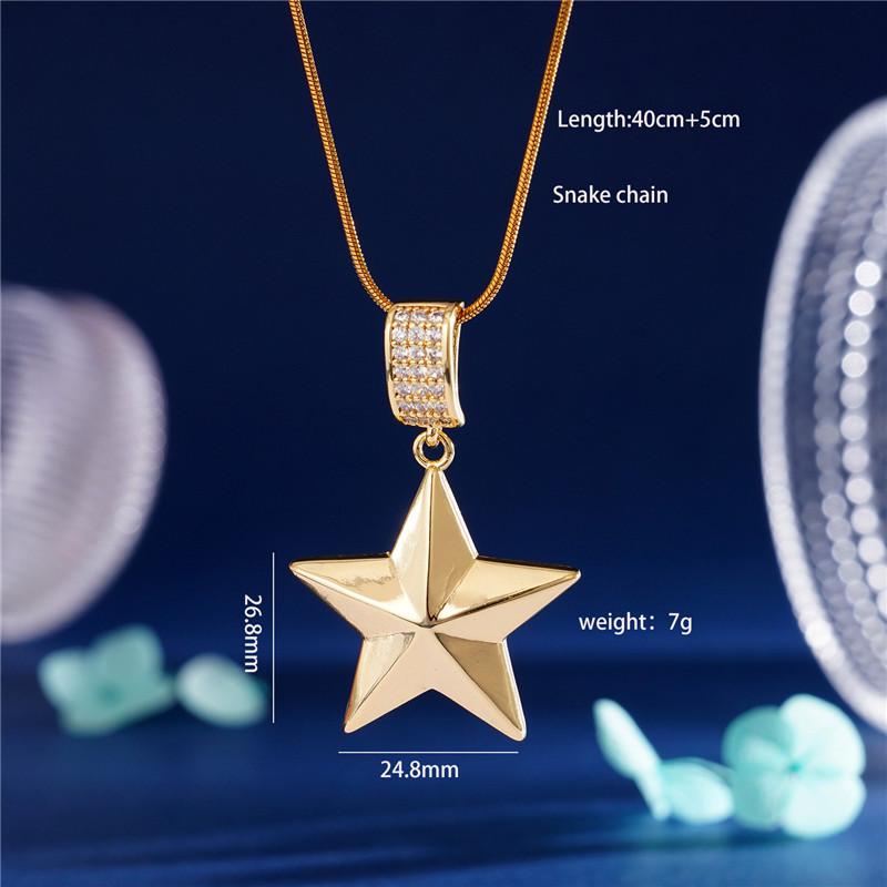 Simple Design Star Zircon Pendant Necklace Stainless Steel Chain Fashion Geometric Choker Jewelry Party Gifts For Women Girls