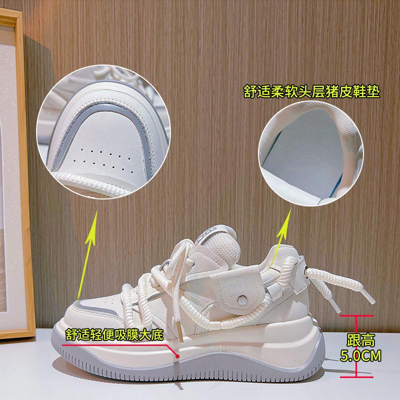 Women's shoes 2025 spring new shoes women's casual single shoes thick baseplate shoes versatile little white shoes women