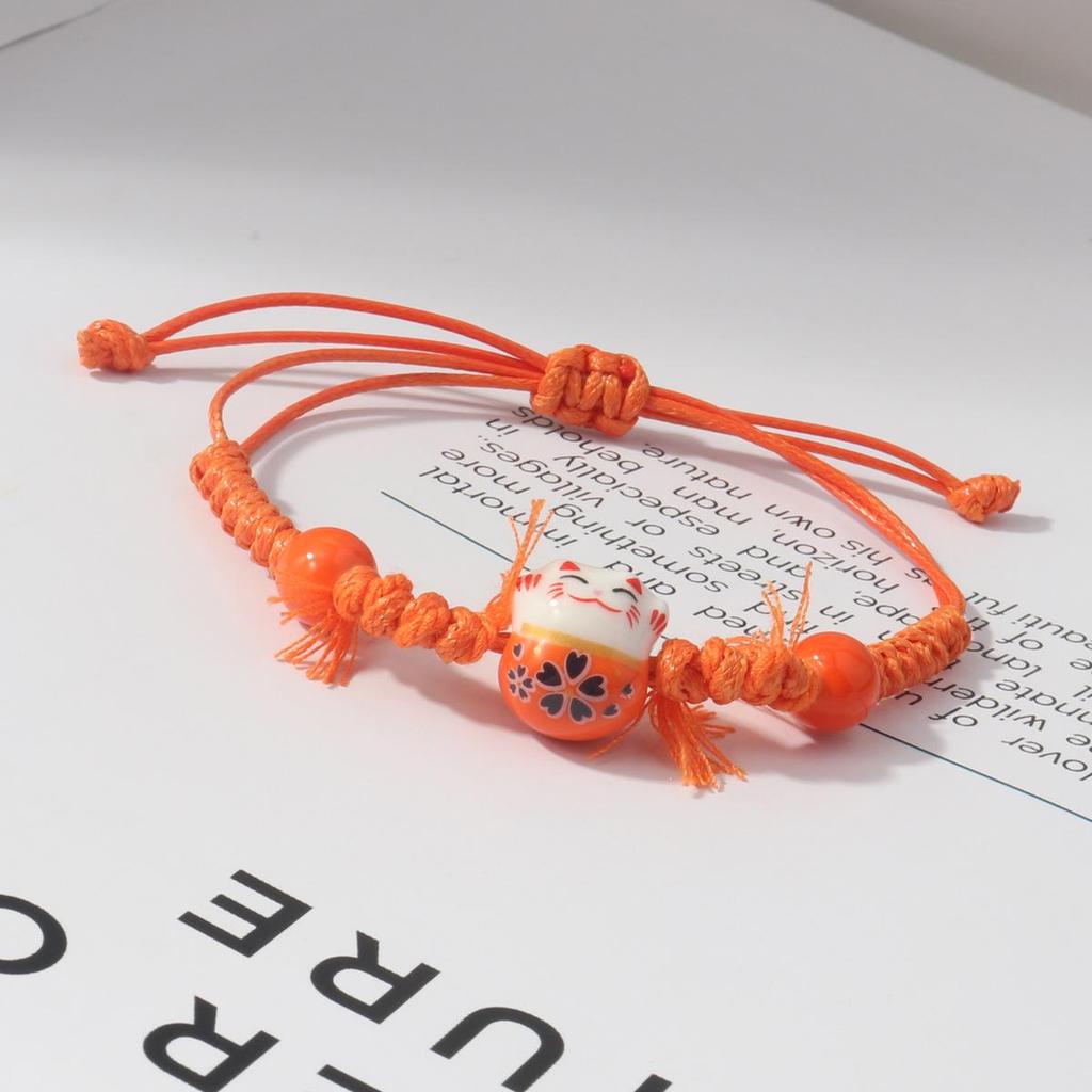 Lucky Cat Candy Color Braided Bracelet for Women