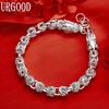 925 Sterling Silver Beautiful Side Chain Bracelet Gift Jewelry