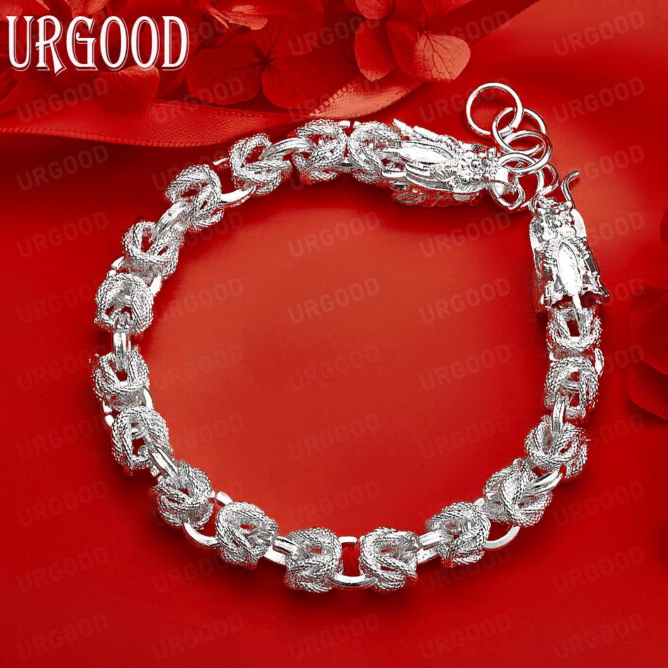 925 Sterling Silver Beautiful Side Chain Bracelet Gift Jewelry 20CM