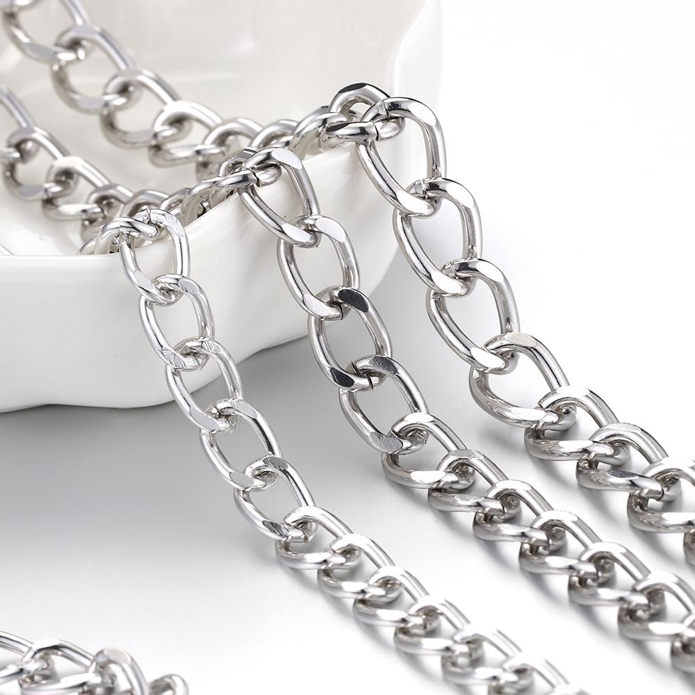 1meter/2meters Flat Necklace Twisted Curb Chains Aluminum Chains for Bracelets Necklace Open Link Chain DIY Jewelry Making