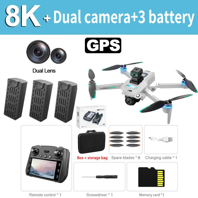 New GPS Drone Pro 5G Dual-Camera 8K HD Aerial Photography Drone with Screen Omnidirectional Obstacle Avoidance Dron RC Toy Boys