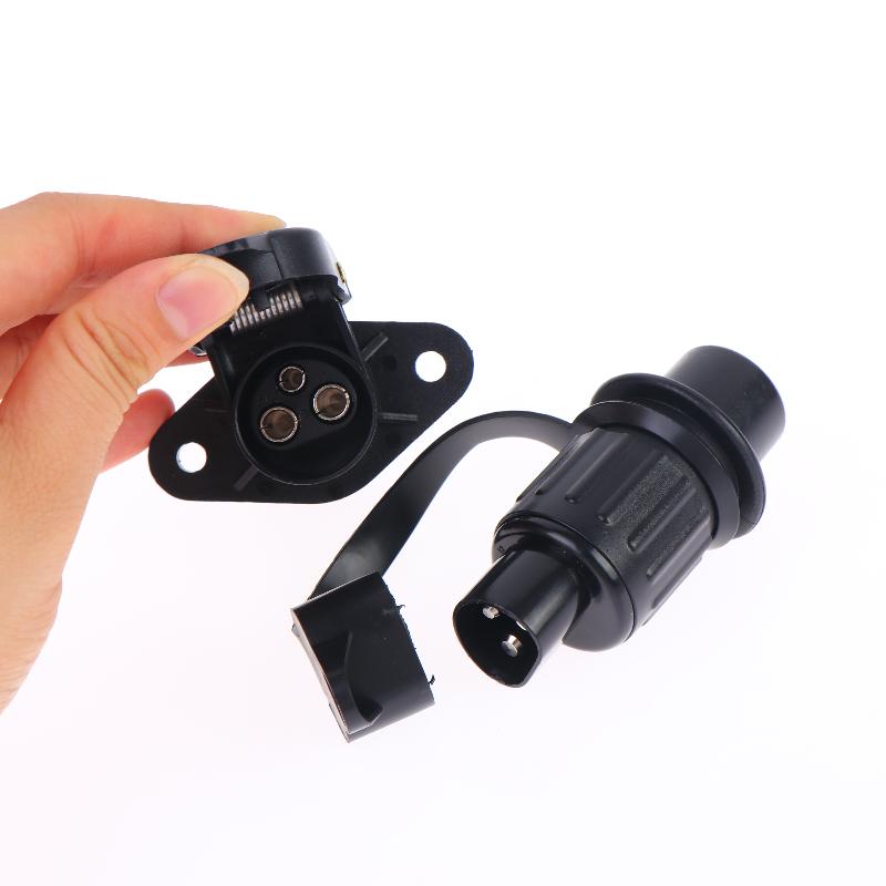 Tomada de Reboque de 12V com 3 Pinos Conector de Plugue Plano Plástico Conector de Cabo para Carro Europeu Tomada Plugue de Alimentação para Reboque Caminhão