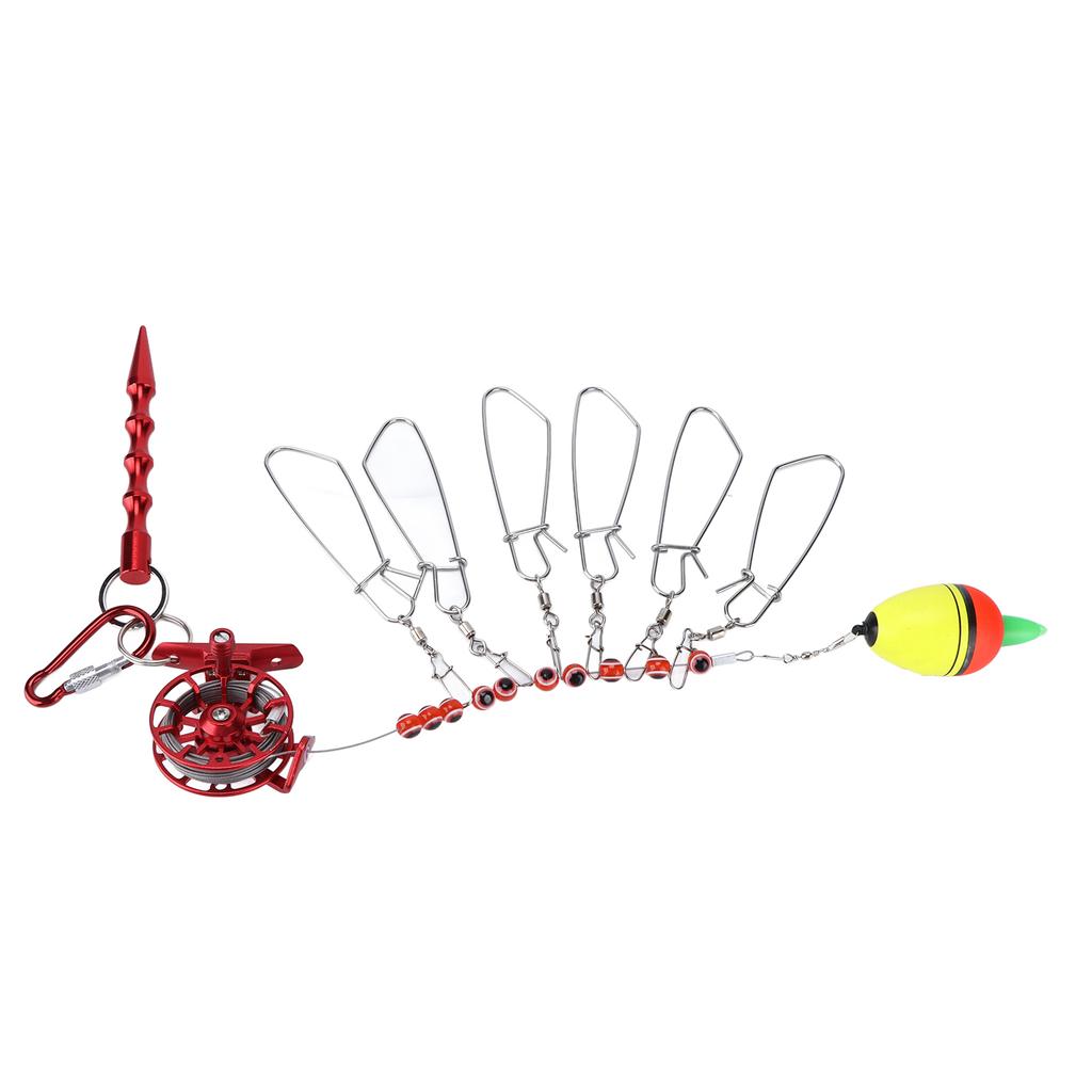 Fishing Lock Buckle with Reel Stainless Steel Live Fish Locks Belt Floats Fishing StringerRed