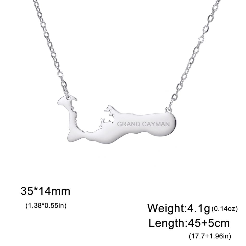  Britain Cayman Islands Map Necklaces Stainless Steel Fashion Grand Cayman Letter Pendant Chain Ethnic Party Jewelry Gift