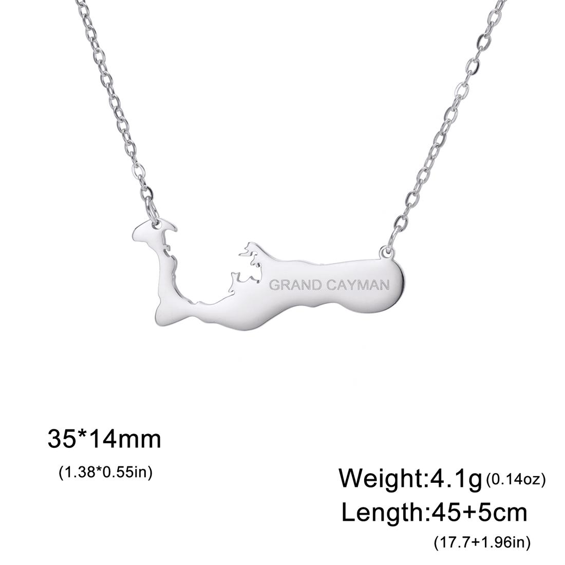 Britain Cayman Islands Map Necklaces Stainless Steel Fashion Grand Cayman Letter Pendant Chain Ethnic Party Jewelry Gift